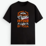 Unisex Cotton Stretch T-Shirt with Yoga Print black
