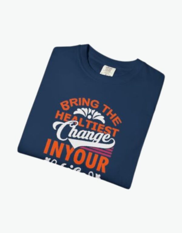 Unisex Cotton Stretch T-Shirt with Yoga Print navy blue